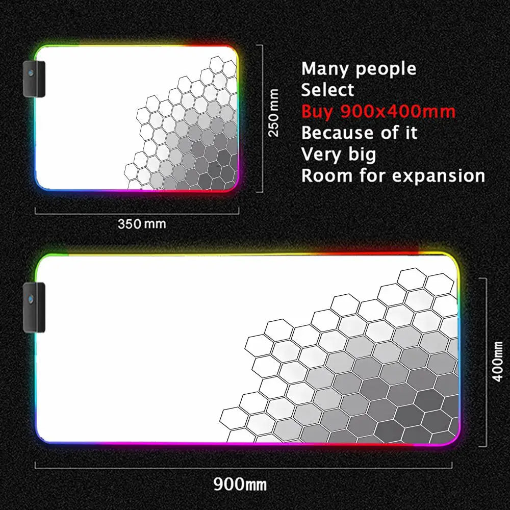 XXL Gaming Mauspad Geometrisches Design mit RGB LED Beleuchtung