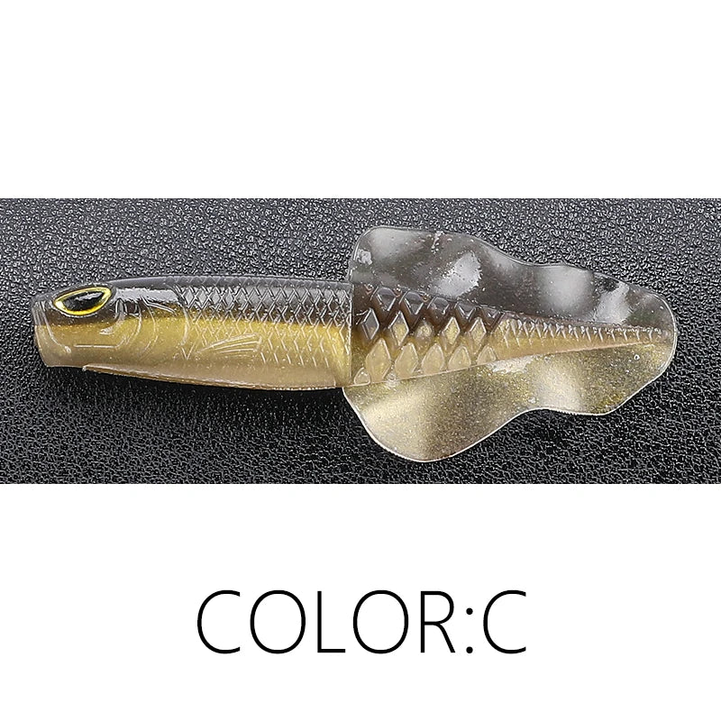 Realistischer Barsch Shad Angelköder mit 3D Augen – Verfügbar 76 mm oder 50 mm