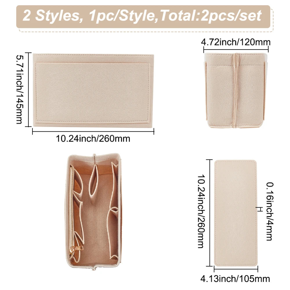 Praktischer Filz Organizer Einsatz für Handtasche mit Reißverschluss