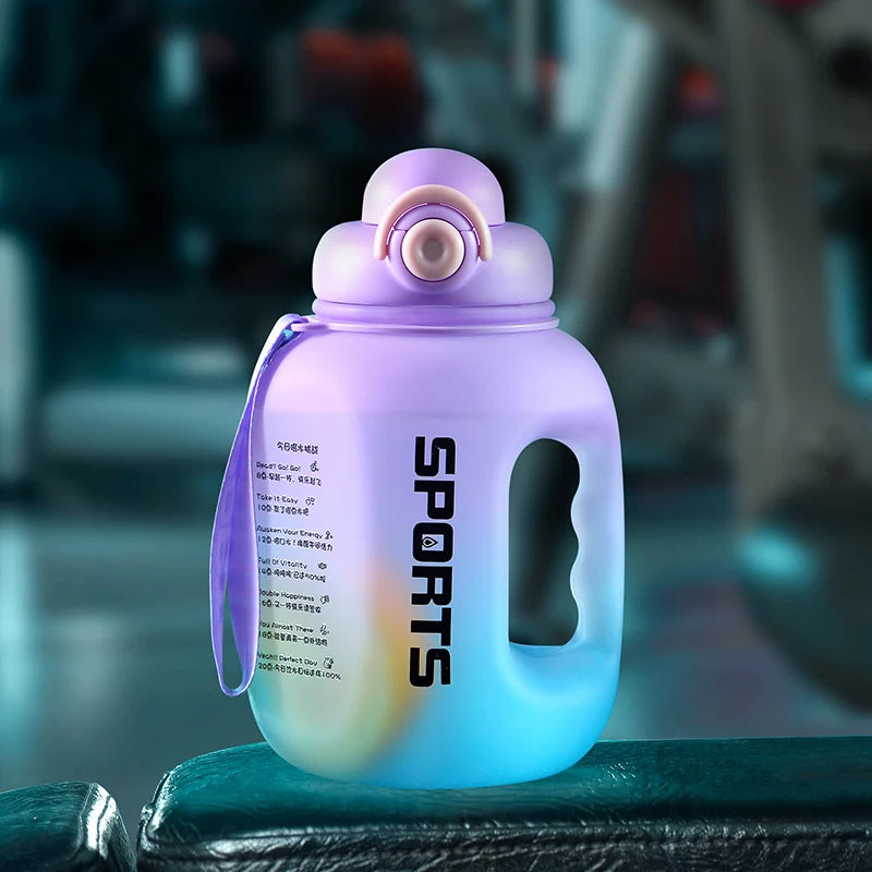 Auslaufsichere Sport-Wasserflasche 1600ml/2500ml mit Strohhalm für Outdoor