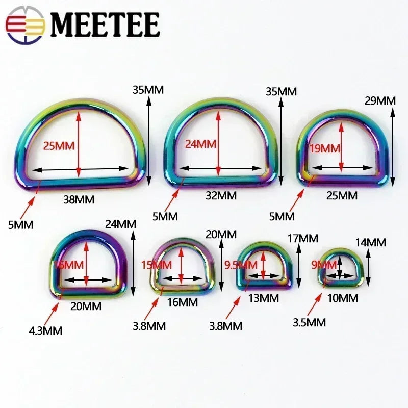 10er Set Metall D-Ring Schnallen 10-50 mm für Taschen Gürtel Gurtband