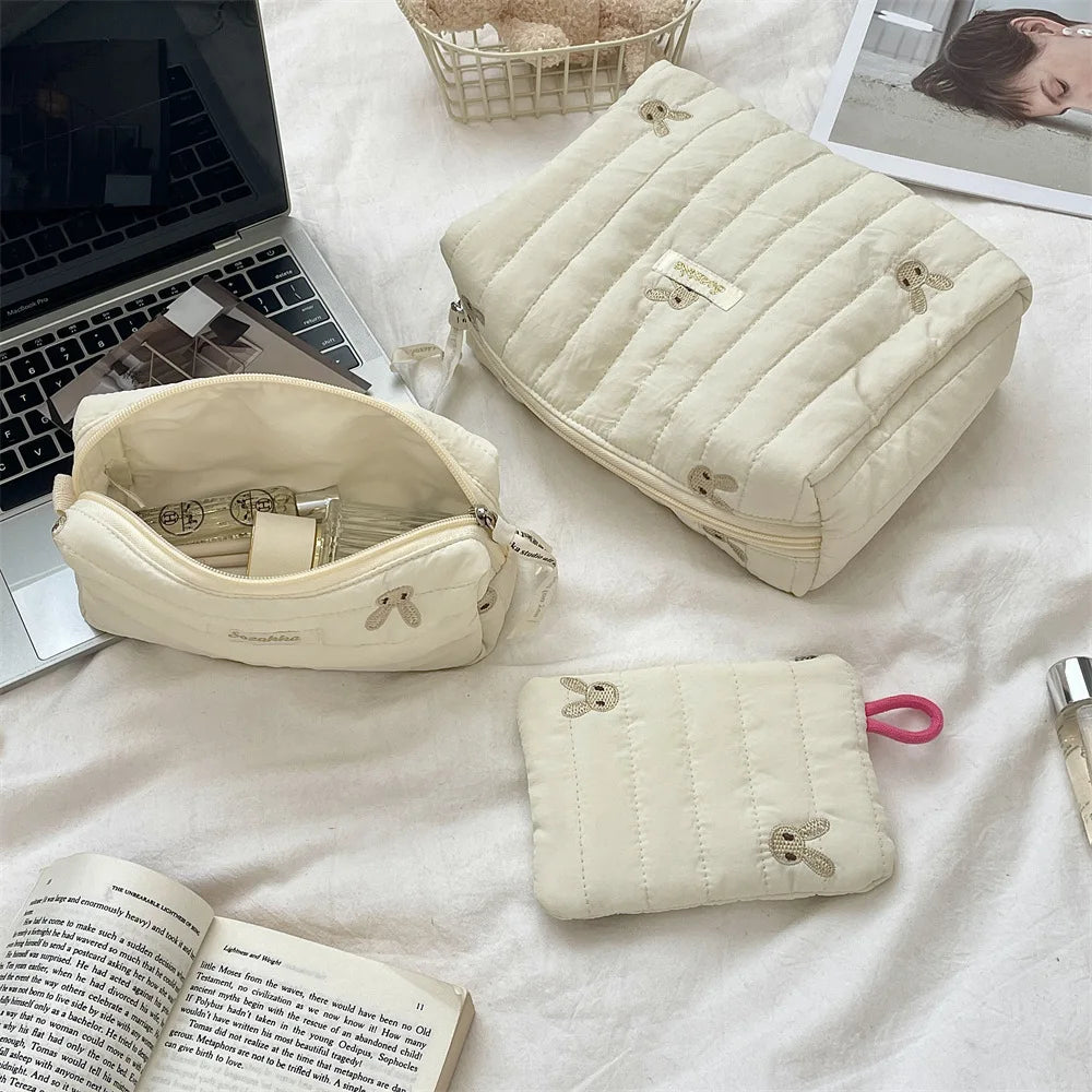 Praktische Kosmetiktasche aus weichem Baumwollstoff für Damen