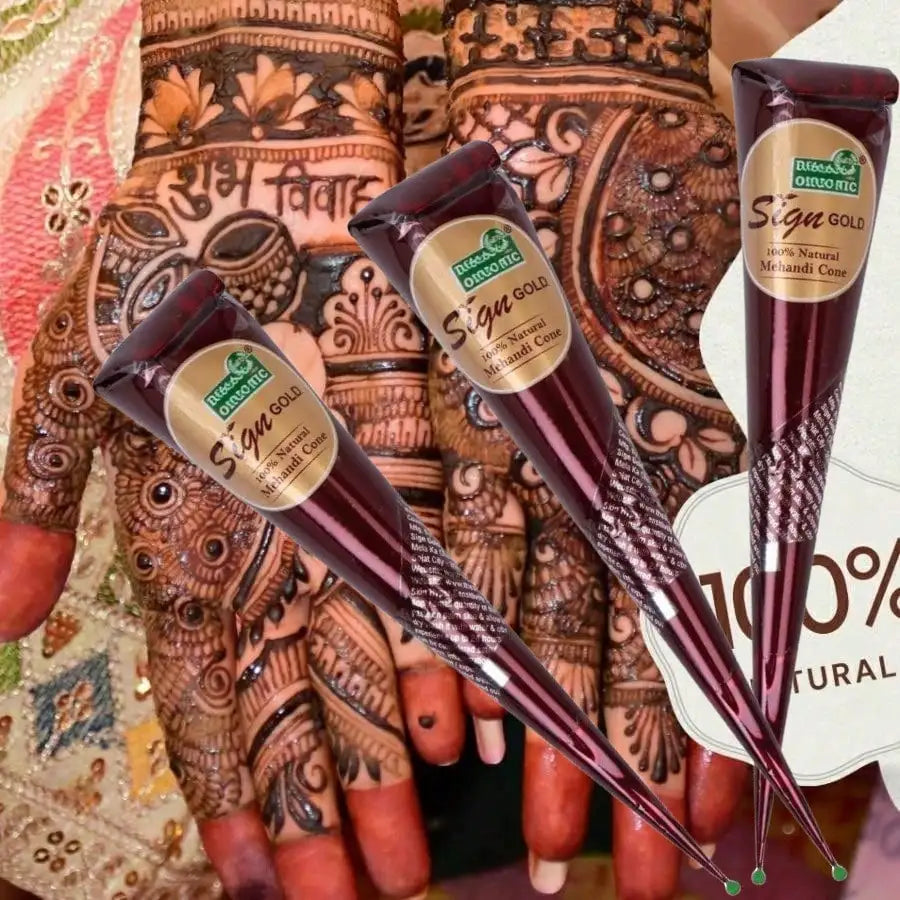 Henna-Creme Set Braun und Rot für temporäre Hauttattoos 3 Stück