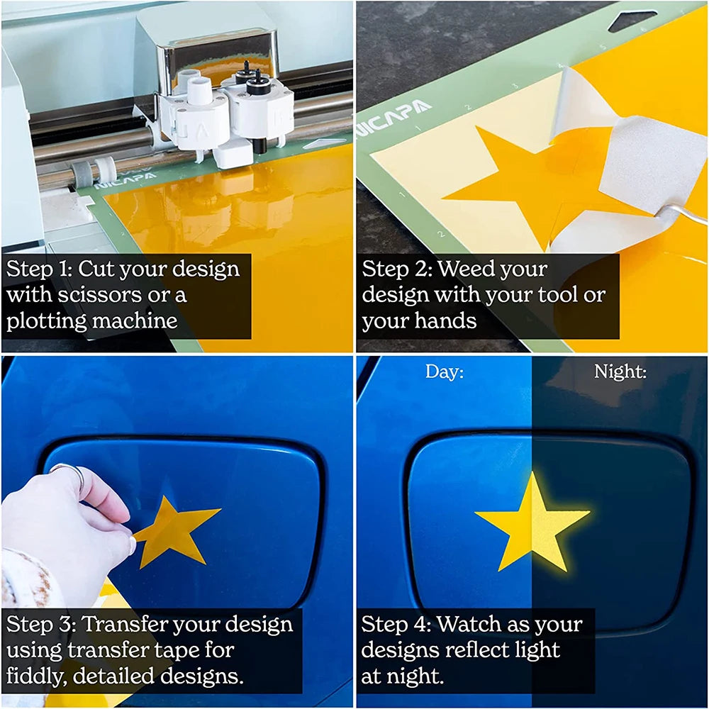 Reflektierende selbstklebende Vinylfolie in 4 Farben zum Basteln