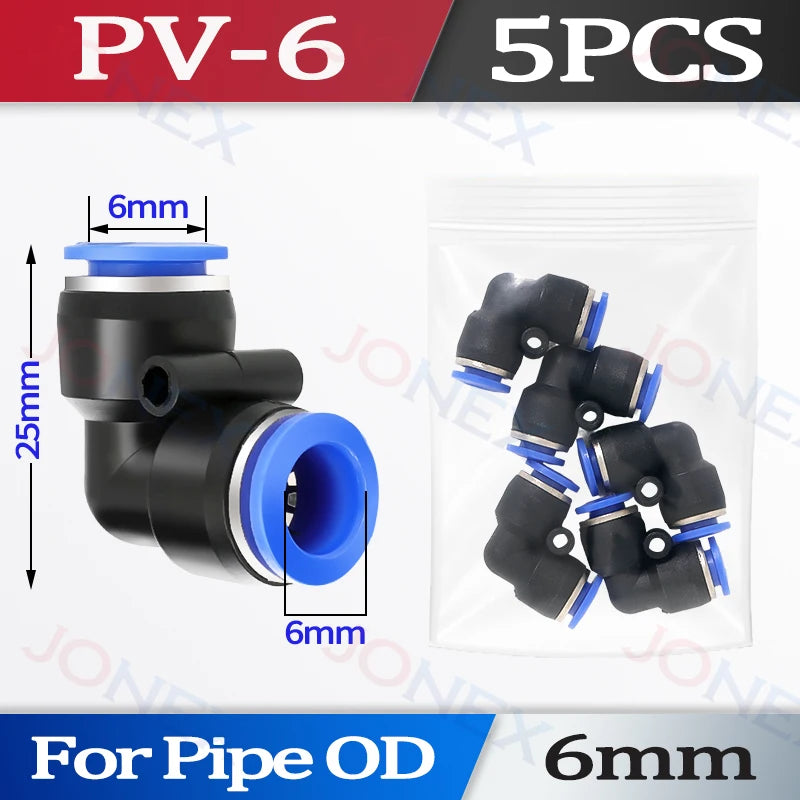 5er Set Pneumatische Schnellkupplung 4-10mm Push-in Verbindung für Luft