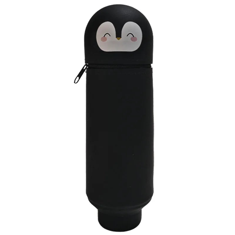 Niedliches 2-in-1 Silikon Federmäppchen mit Reißverschluss und Stifthalter