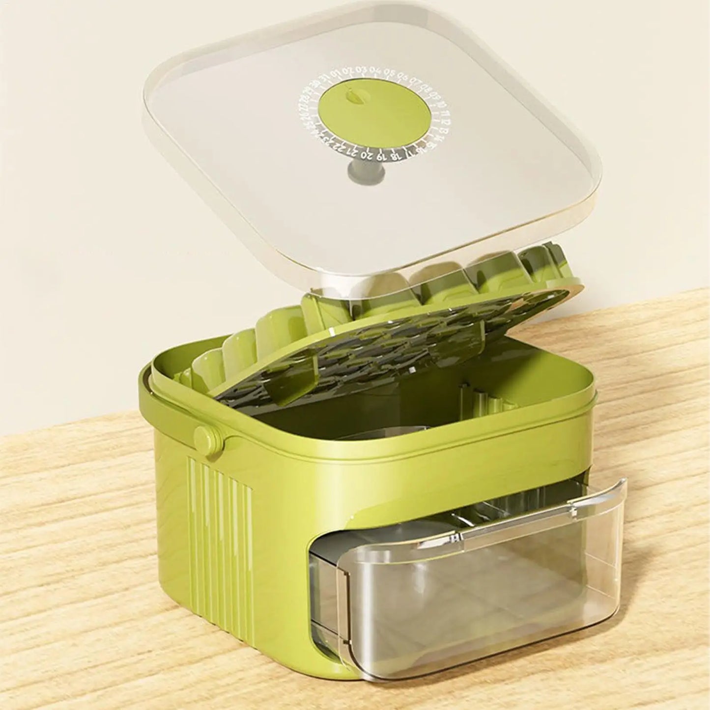 Doppel Schicht Eiswürfelform mit großem Fassungsvermögen und Deckel für Gefrierschrank