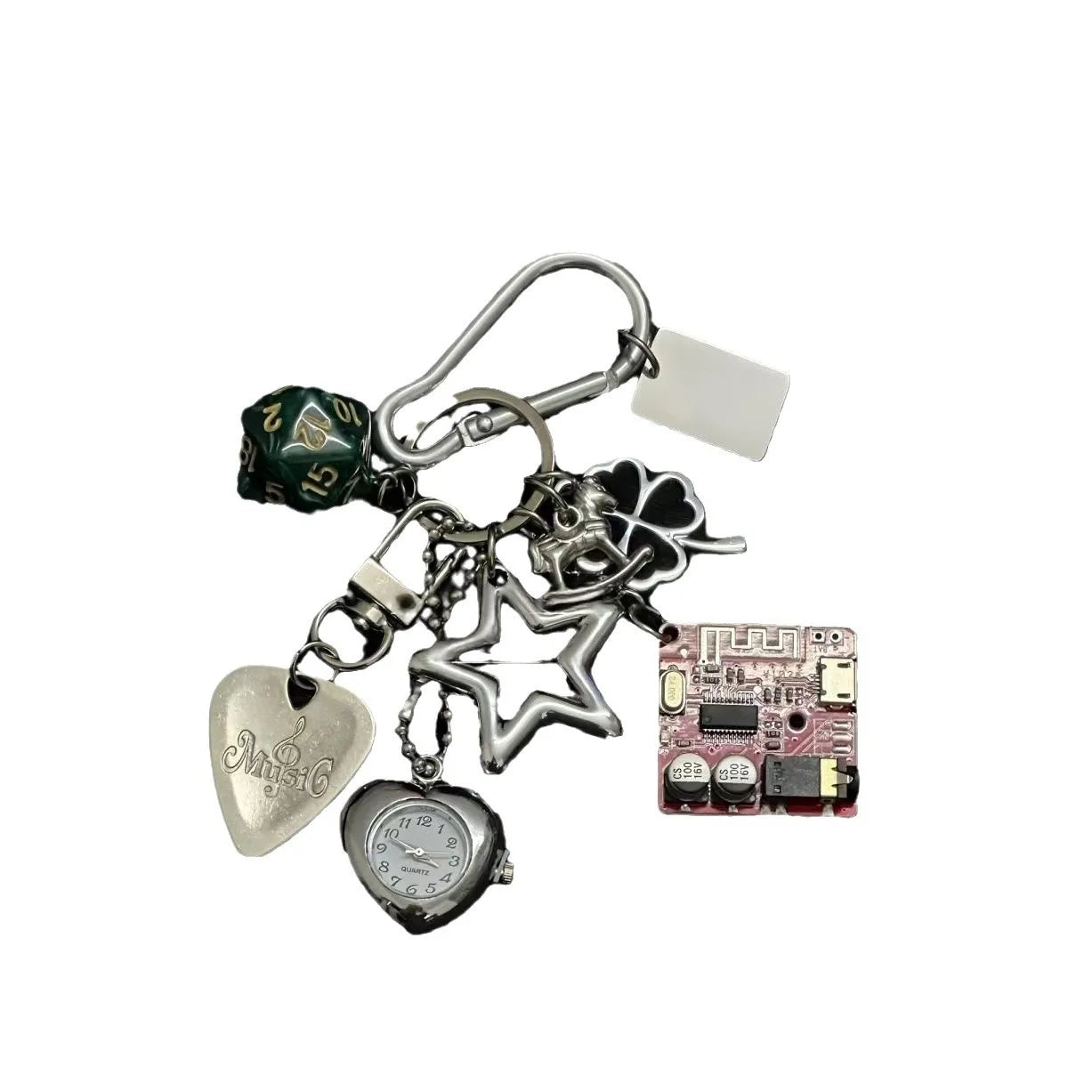 Handgefertigter Vintage Schlüsselanhänger aus Metall im Paar Stil