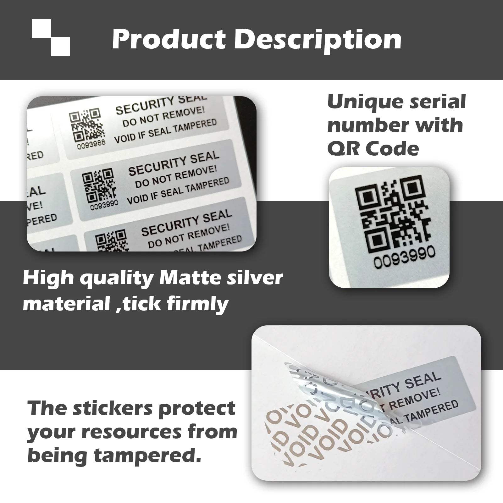 Manipulationssichere Aufkleber mit QR Code und Seriennummer 5 x 15 cm