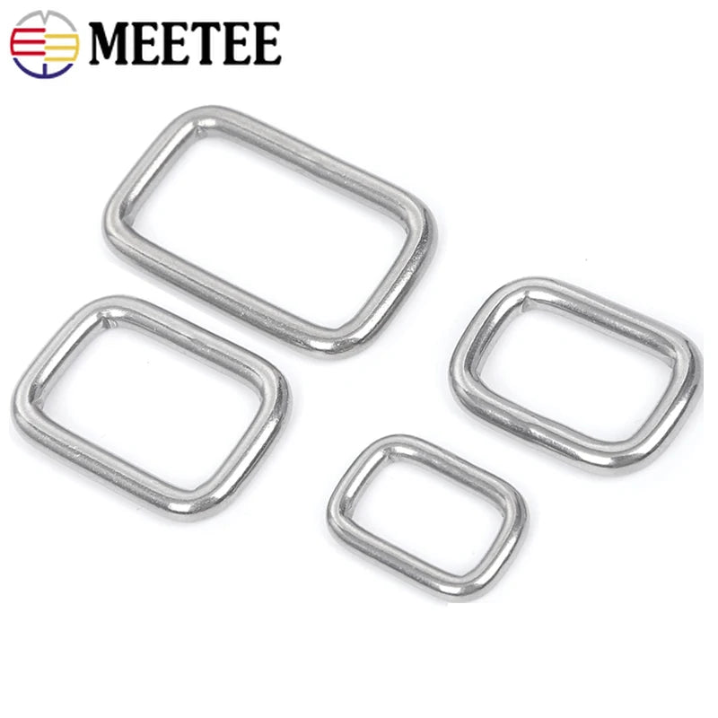 2 bis 10 Stück massive quadratische Ringschnallen aus Edelstahl 304