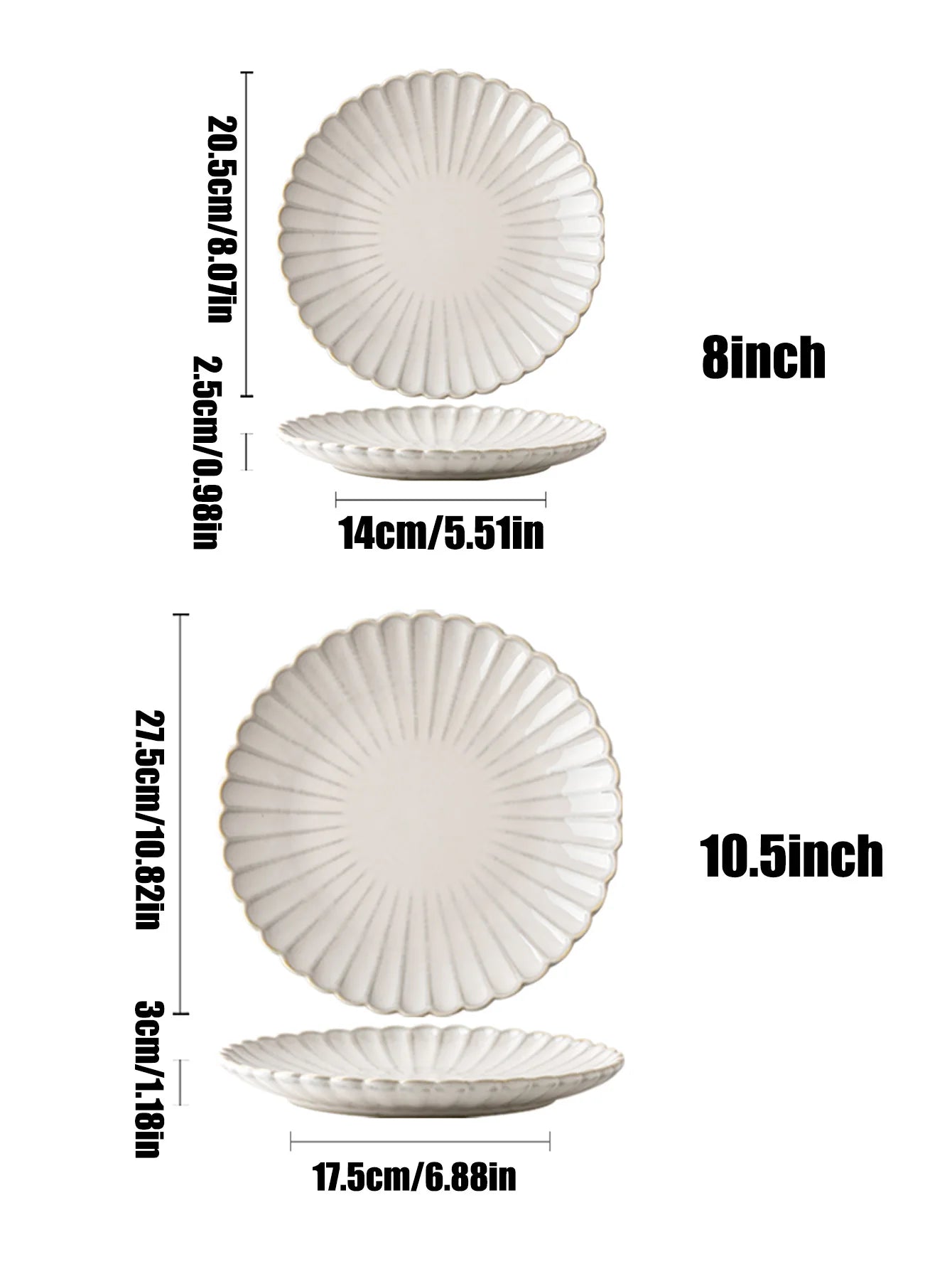 Klassischer Keramik Salatteller mit Muschelkantenprägung