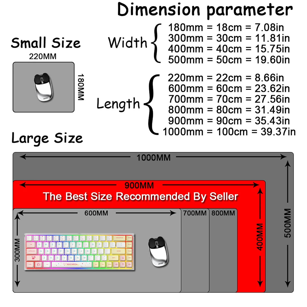 XXL Gaming Mauspad 900x400mm Rutschfest Ergonomisch Schreibtischunterlage