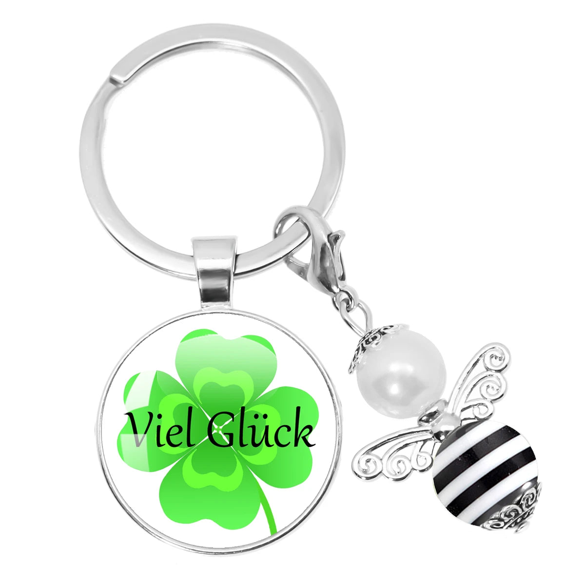 Glücksbringer Schlüsselanhänger mit vierblättrigem Kleeblatt Design