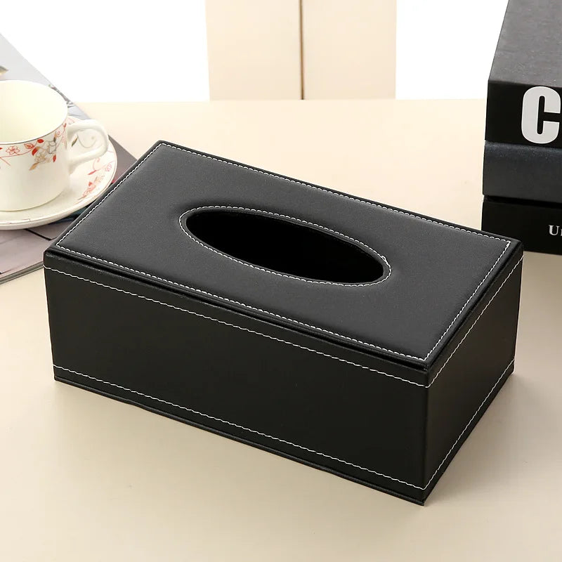 Hochwertige Leder Taschentuchbox für Wohnzimmer und Auto mit Papierschublade