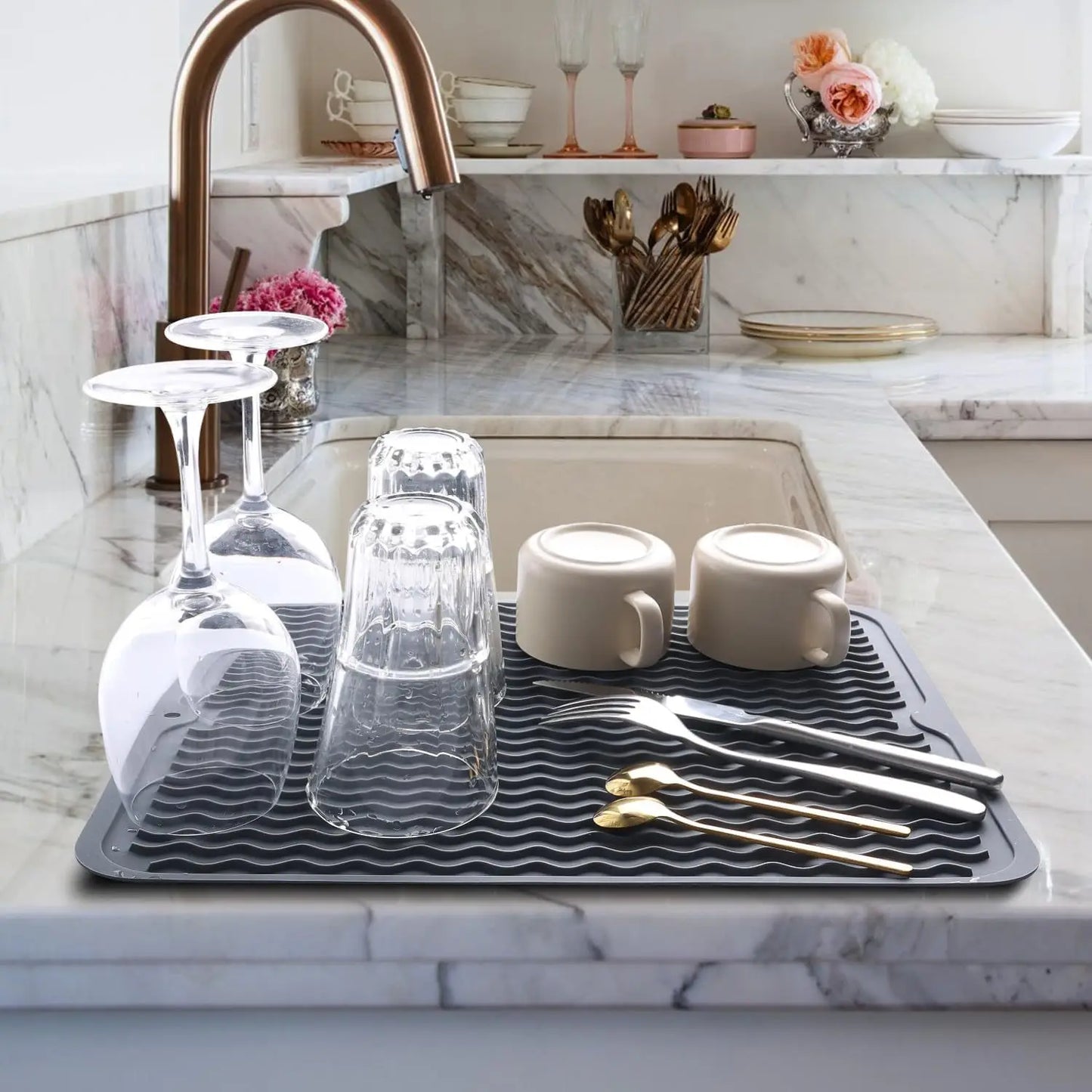 Küchenarbeitsplatte Silikon rutschfest Entwässerung Trockenunterlage faltbar