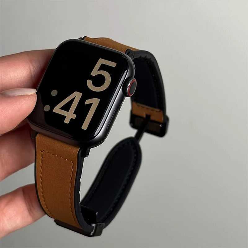 Lederarmband für Smartwatch kompatibel mit 40 41 42 44 45 46 49 mm