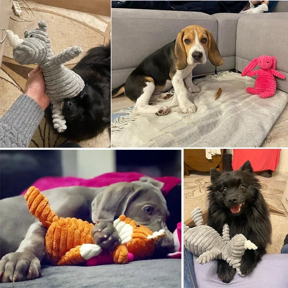 Quietschendes Plüsch Cord Hundespielzeug bissfest Tierform Welpen - Hunde