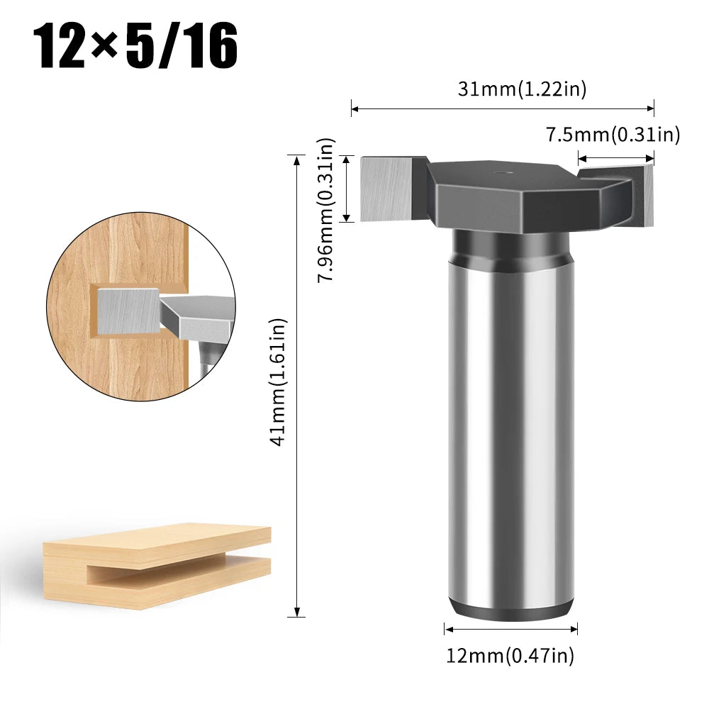 Wolframlegierung T-Cutter Router Bit 6mm 12mm Schaft Fräskopf für Holz