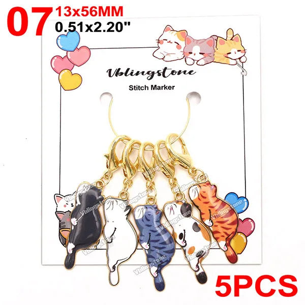 Mix Metall Katze Anhänger Häkeln und Stricken Stich Marker Kits Nadel Clip