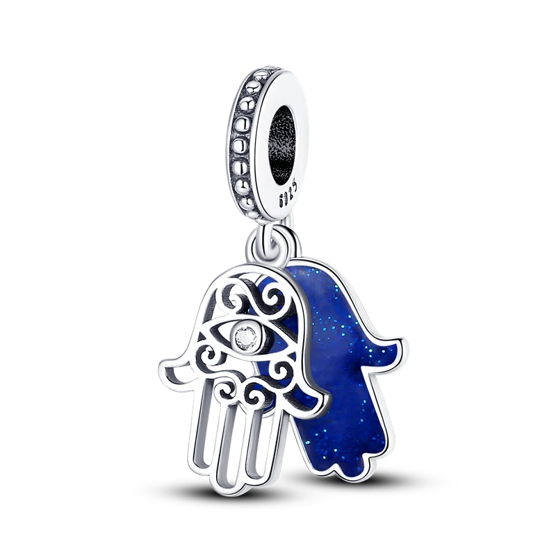 925 Sterling Silber Charm mit rosa Schmetterling - leuchtenden Glühwürmchen