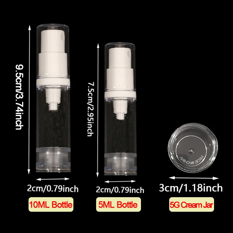 Nachfüllbares Airless Pumpset 5 10 ml Flaschen für Creme Lotion Spray