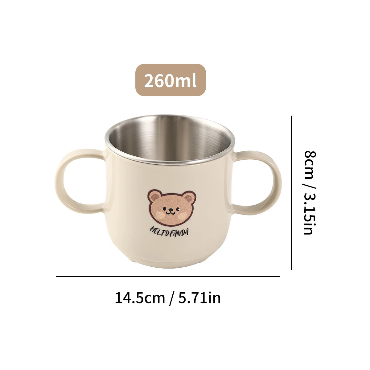 Doppelwandige Edelstahl Kaffeetasse mit Griff und abnehmbarem Mini-Becher