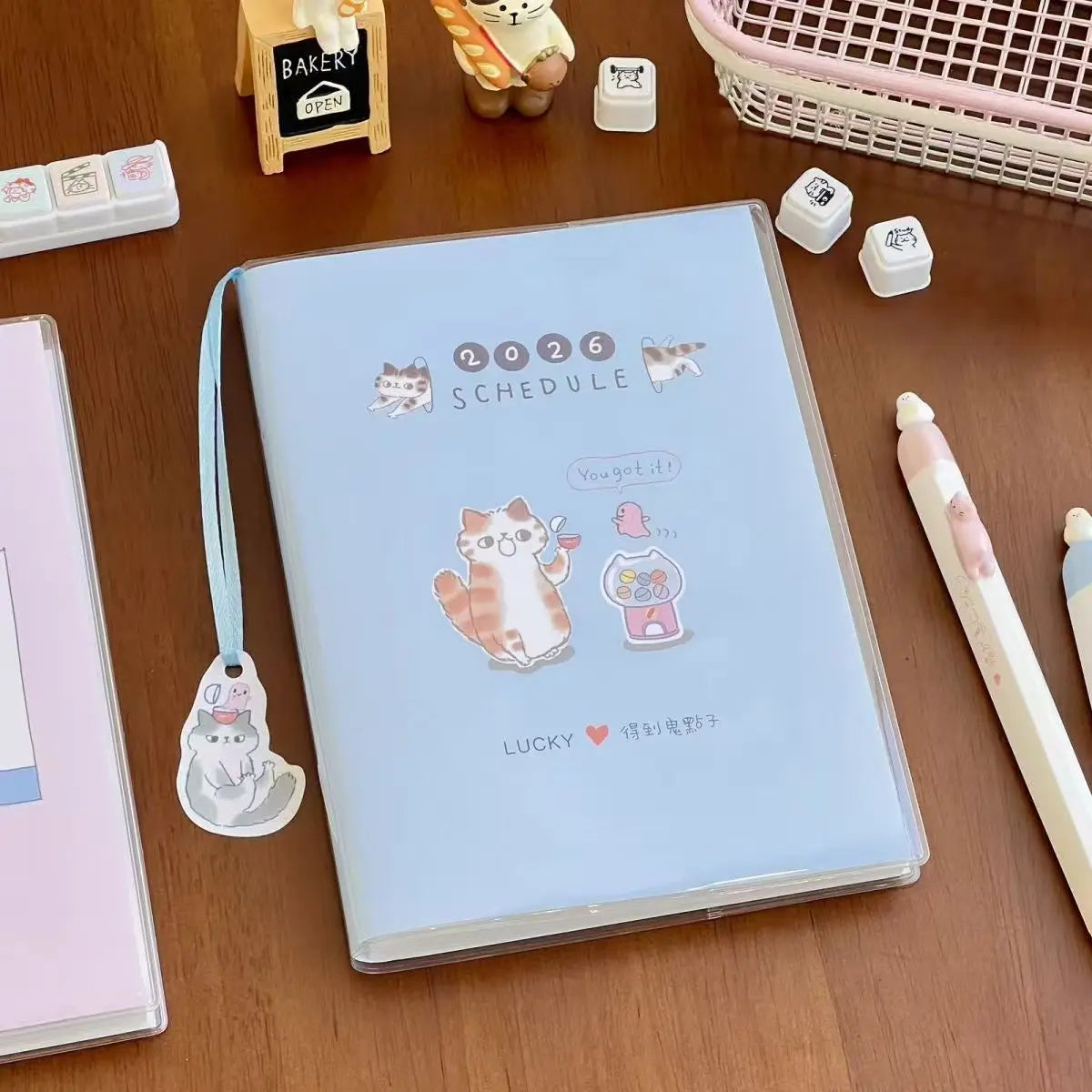 Katzenplaner 2026 B6 Notizbuch – Kawaii Studentenplaner mit farbigen Seiten-Yabubest - Home & More