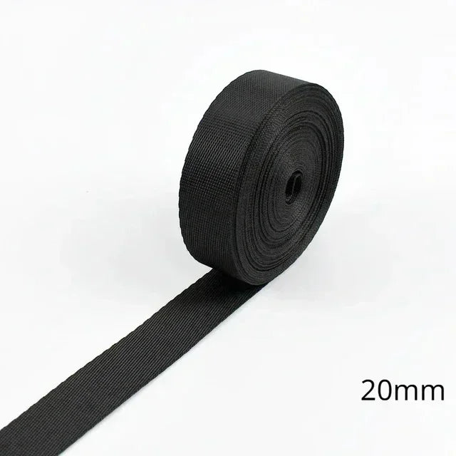 5m Schwarz Nylon Gurtband 10-100mm für Rucksack, Gürtel, DIY Nähen
