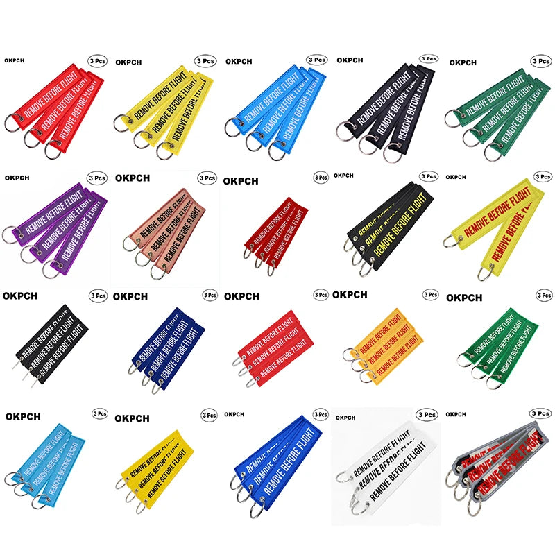 3-teiliges Schlüsselanhänger Set Bestickte Metallanhänger für Autos Motorräder