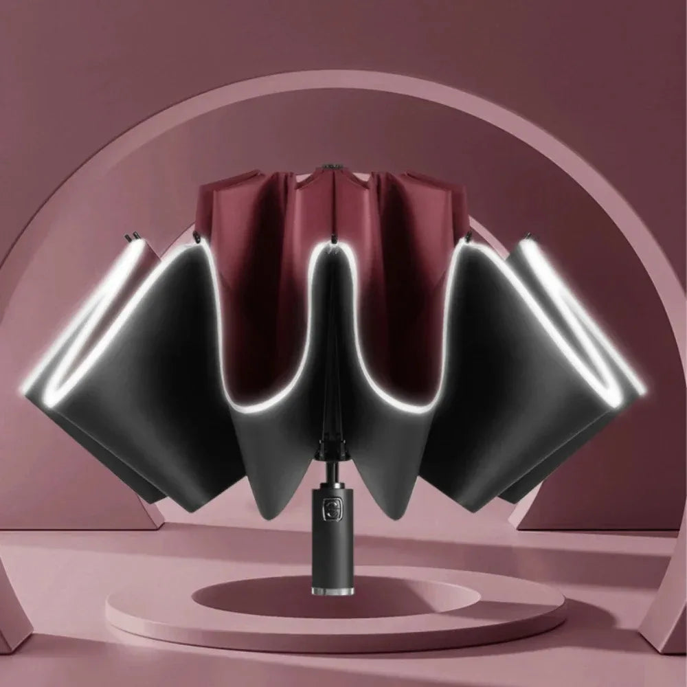 Automatischer Regenschirm faltbar UV-Schutz LED Licht Business Winddicht