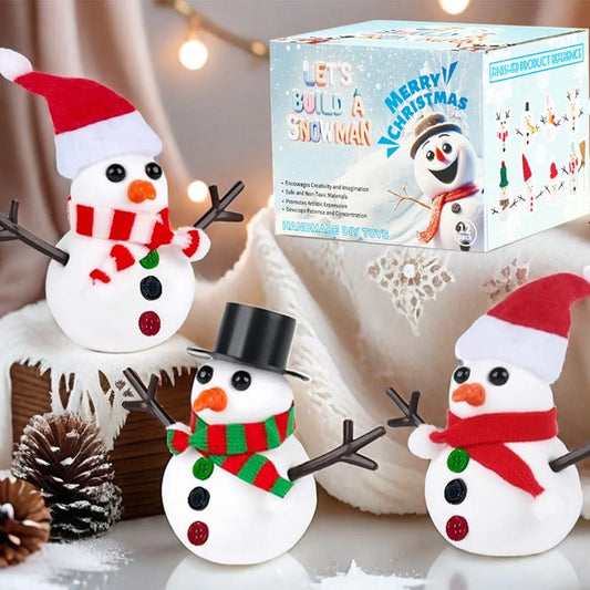 12-teiliges Set Ton-Schneemann Bausatz für Winter-Festival Dekoration