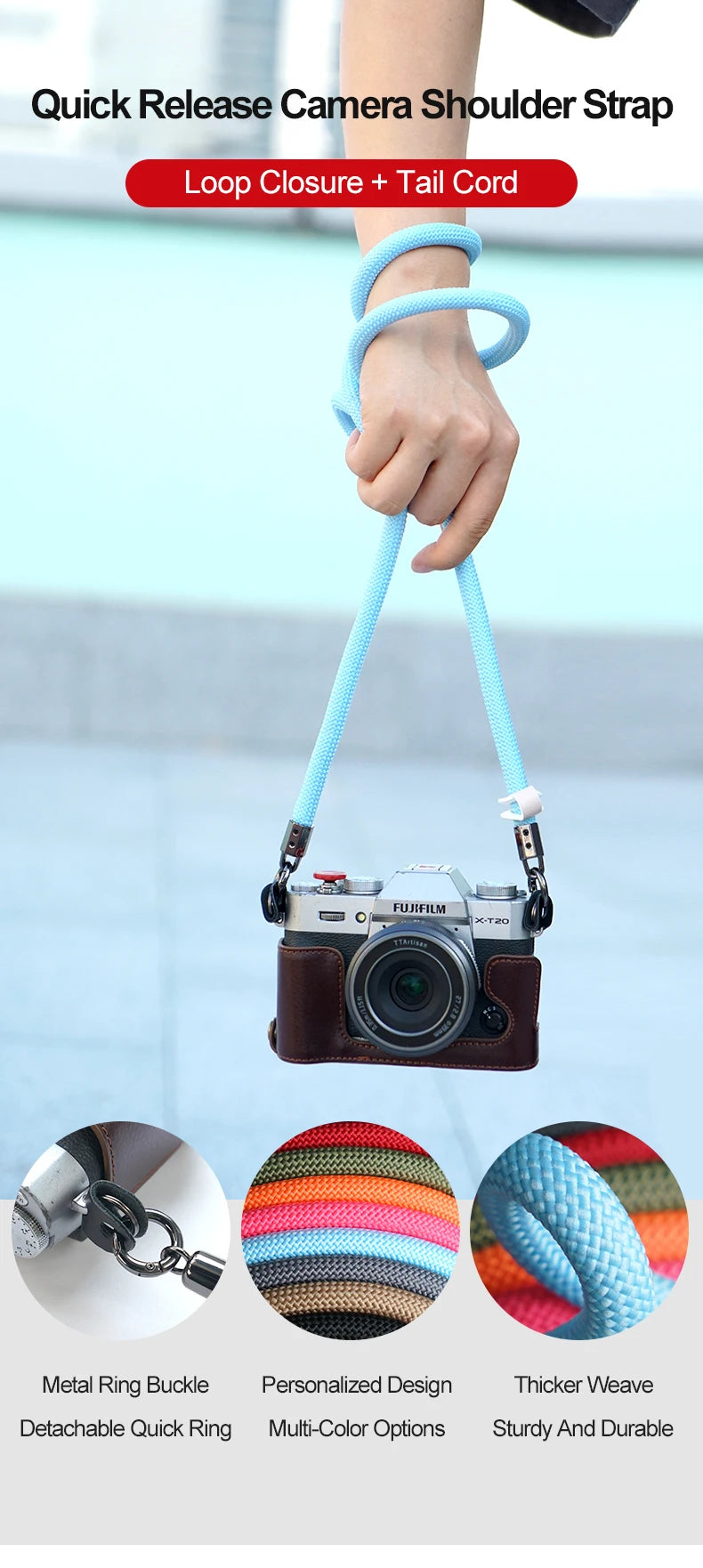 Schultergurt für Kamera passend für verschiedene Marken