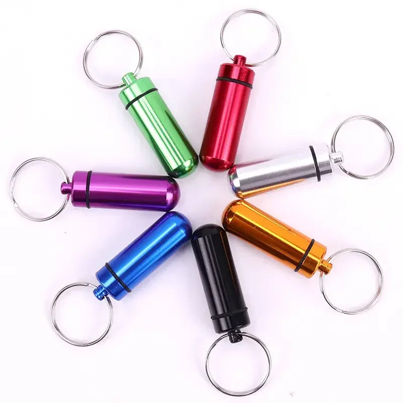 Mini Aluminium Pillenbox Schlüsselanhänger tragbar für Outdoor Reise