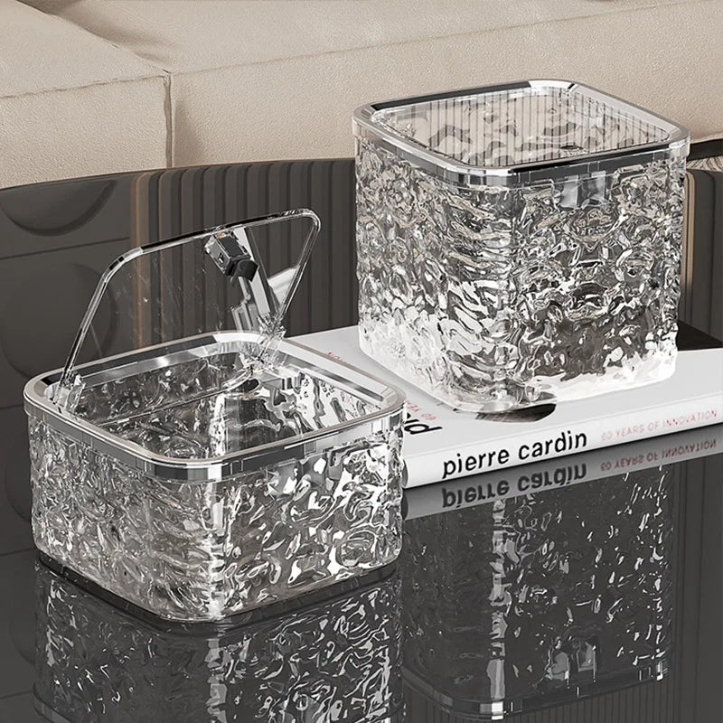 Mini-Mülleimer für Arbeitsplatte mit Pressdeckel in Gletschermuster