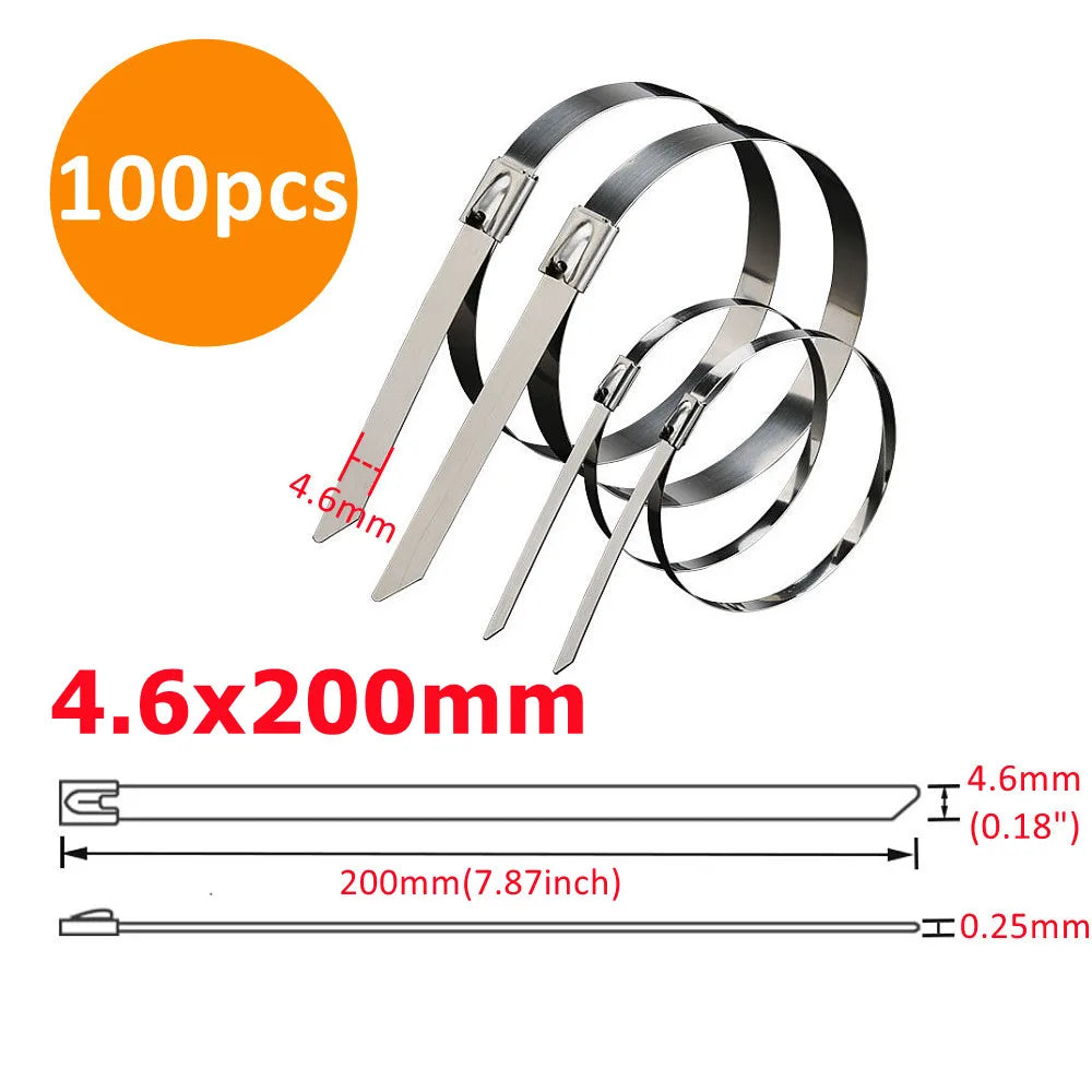 Selbstsichernde Edelstahl-Kabelbinder 10mm, bis 100kg Zugkraft, silber, 20 Stück