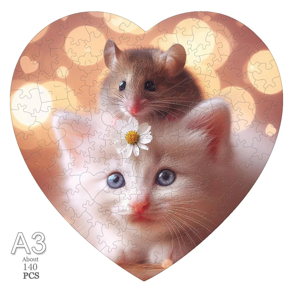 3D Holzpuzzle Tier Tiger und Hund für Kinder und Erwachsene