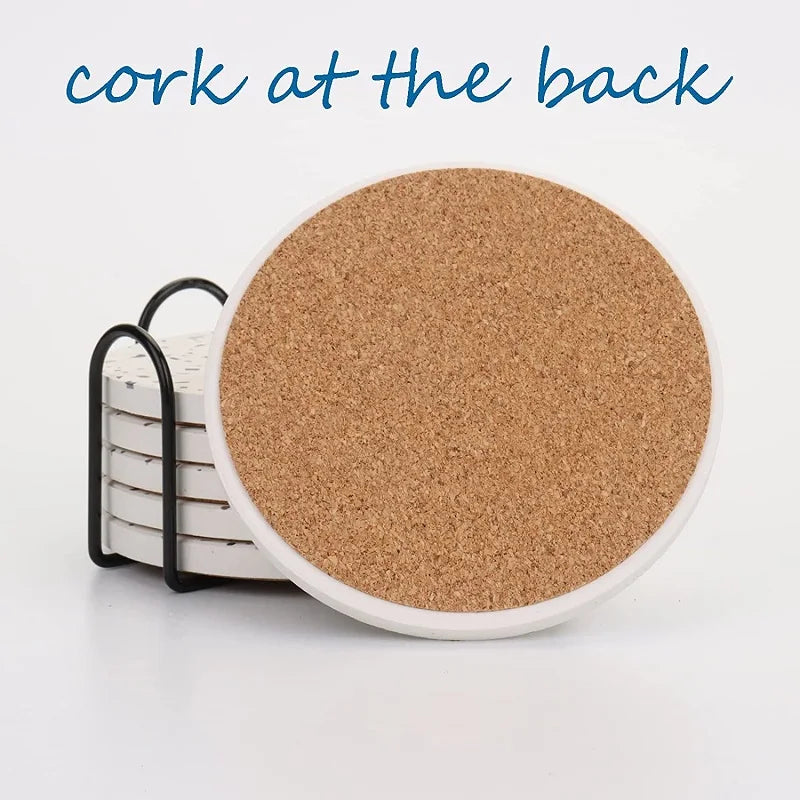 Set mit 1, 4 oder 6 Untersetzern Terrazzo Muster aus Keramikstein