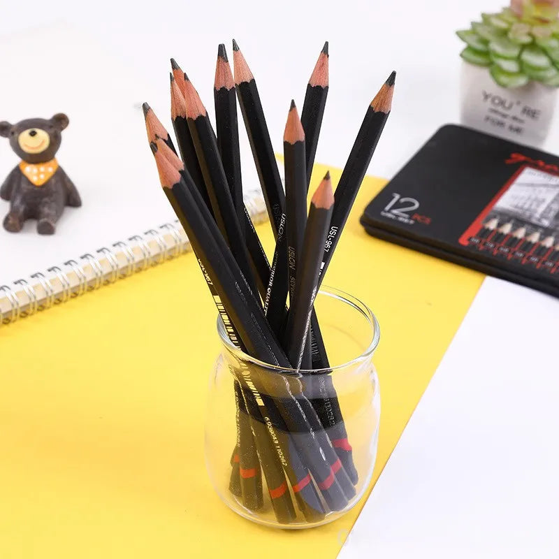 12-teiliges Holzbleistifte Set 2H-8B – Vielseitig, glatt - ideal für Schule und Kunst