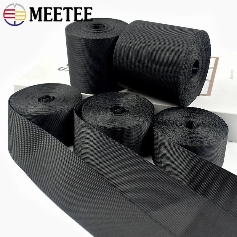 Schwarzes Nylon Gurtband 10-100mm für Taschen Rucksäcke Sicherheitsriegel