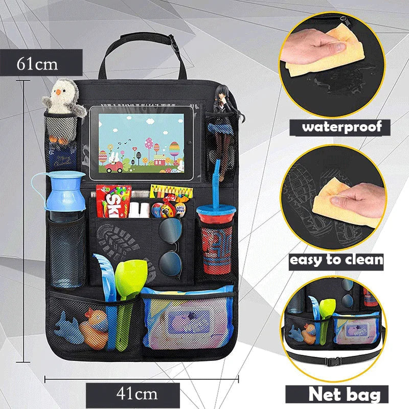 Wasserdichter Autositz-Organizer mit 9 Taschen - Tablet-Halterung – XXL Stauraum