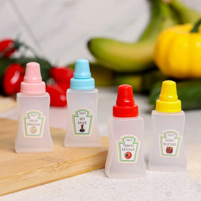 4er Set 25ML Mini Sauce Flaschen Tragbare Ketchup Honig Senf Behälter