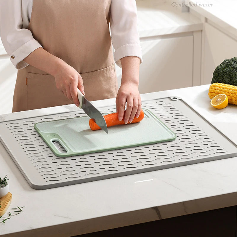 Silikon Geschirr-Trocknungsmatte, faltbar und rutschfest
