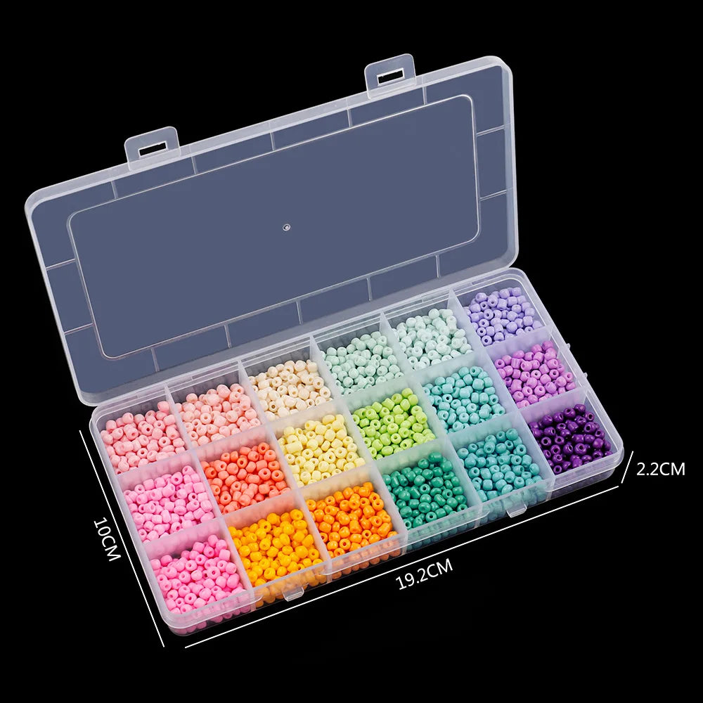 18 Farben 4mm Glasperlen Sets für DIY Schmuck Freundschaft Armbänder