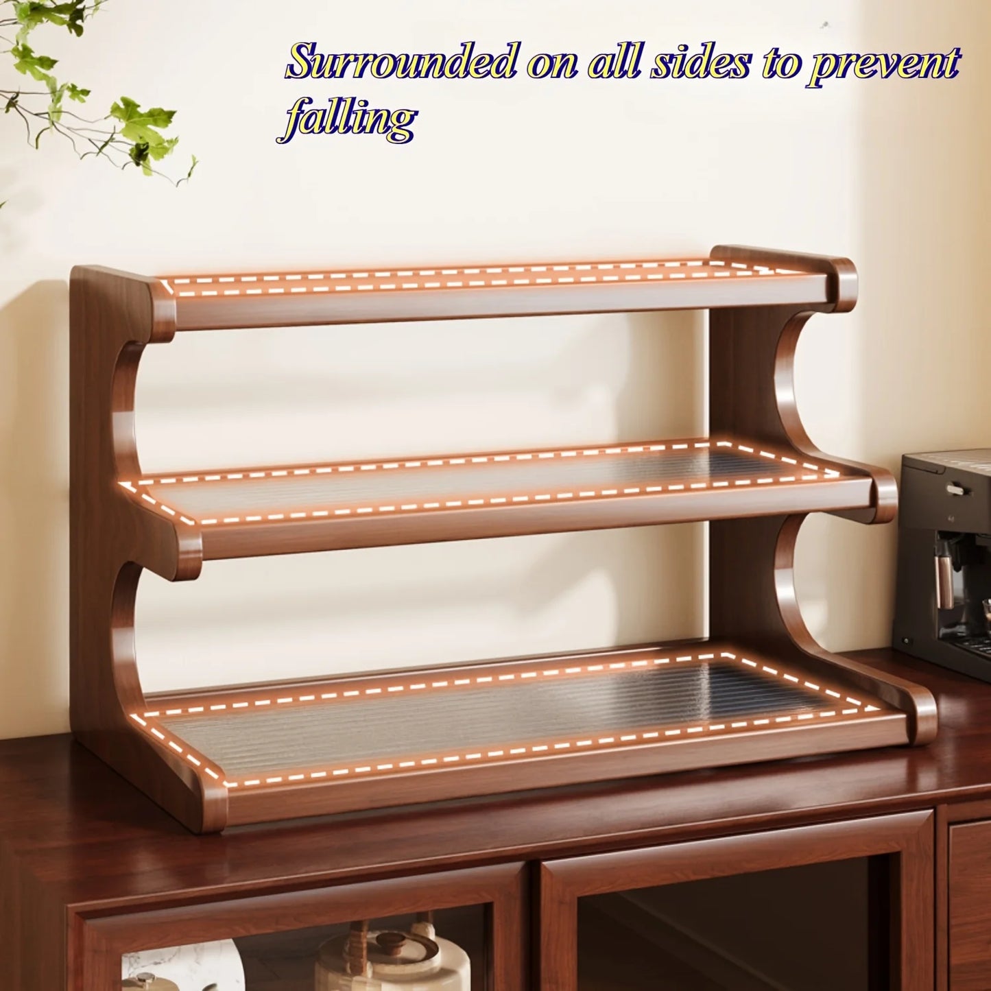 Mehrstufiges Holz Aufbewahrungsregal für Küchenutensilien