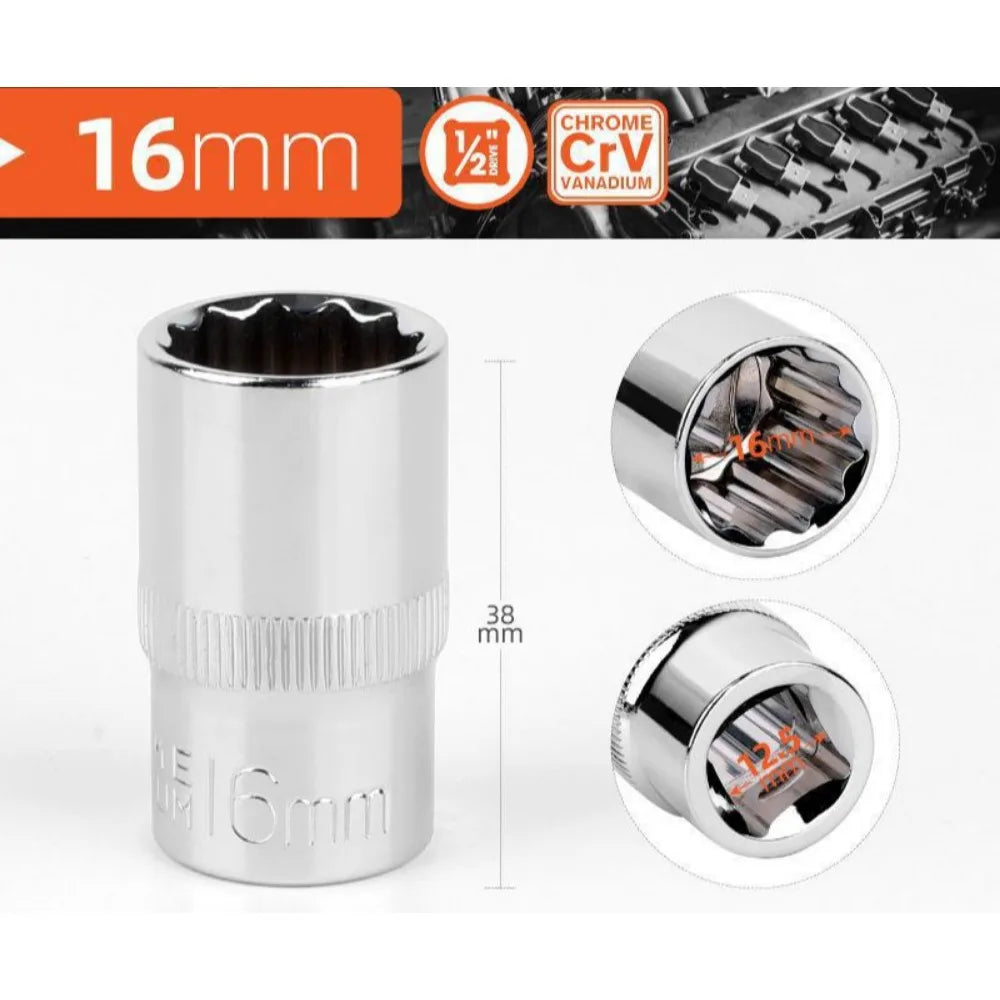 1/2 Zoll Vierkantantrieb 12-Punkt Steckschlüssel für Ratschenschlüssel 8-32mm