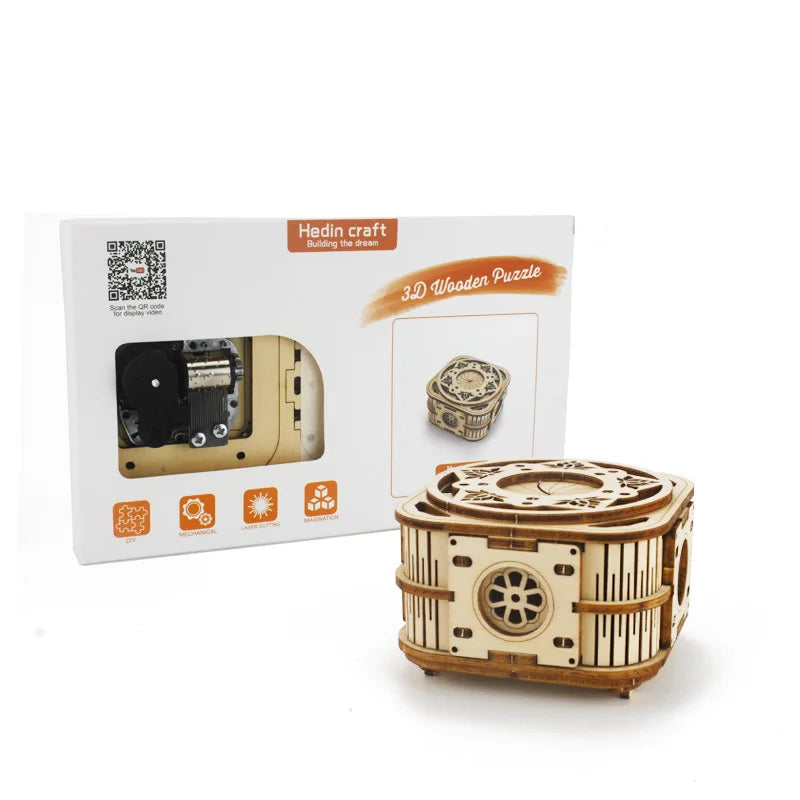 3D Holzbaukasten Spieluhr Bausatz für Kinder und Erwachsene