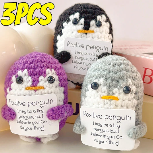 Handgemachte Mini Pinguin Plüschpuppe mit Karte Lustiges Geschenk