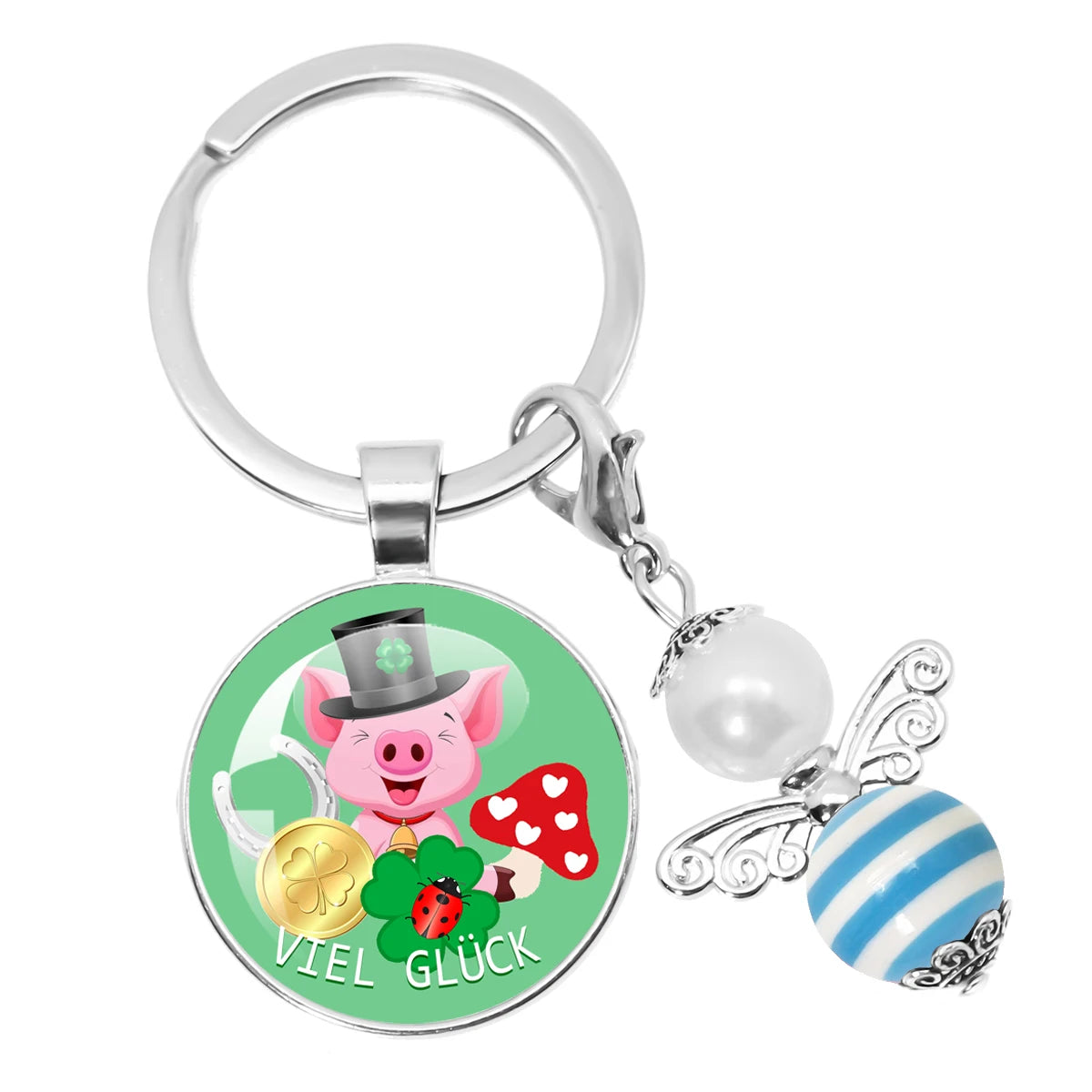 Glücksbringer Schlüsselanhänger mit vierblättrigem Kleeblatt Design