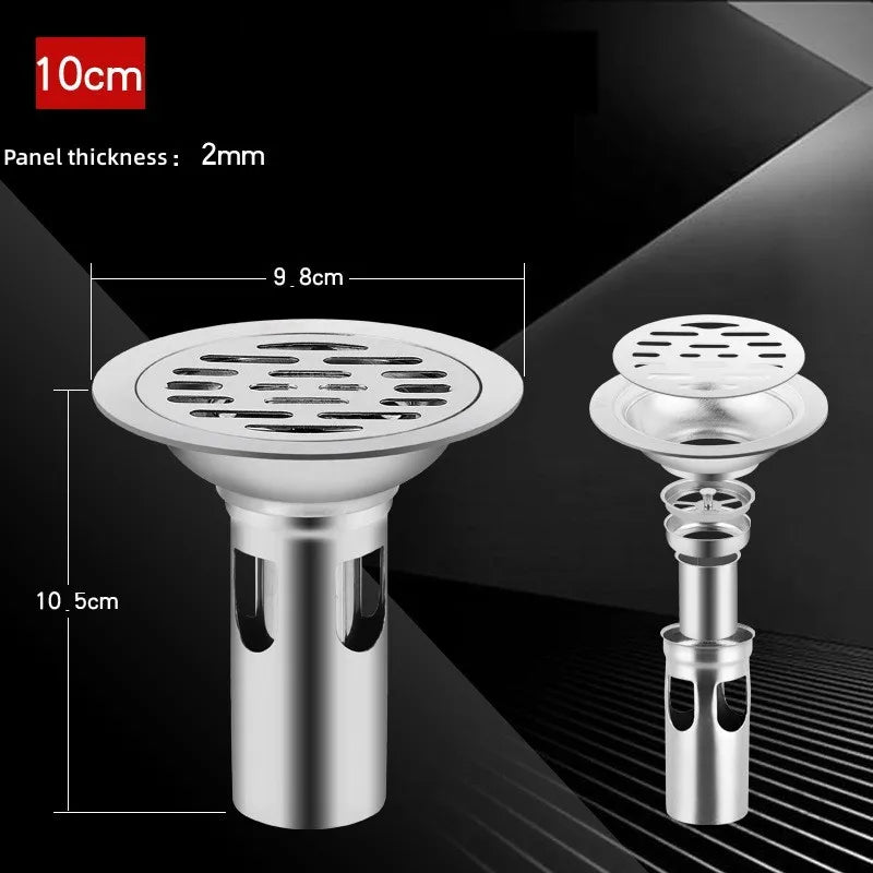 Edelstahl Bodenablauf mit Haarfänger Geruchshemmend für Dusche und Bad