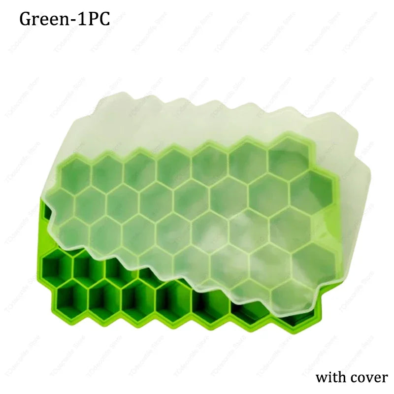 Premium Silikon Eiswürfelformen mit Deckel – Sechseckig, Wiederverwendbar